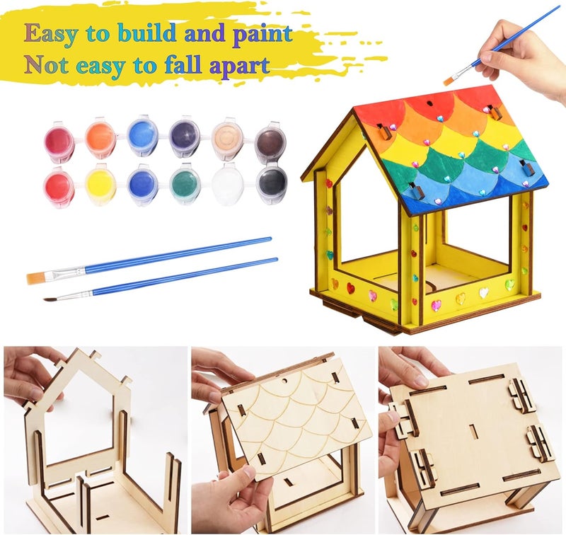 THWAS-LIGHT Kids Arts and Crafts for Outdoor,2 Pack Bird Feeder Wind Chime Kits for Children to Build and Paint, DIY Unfinished Wood STEM Painting Activities Crafts Toys for Boys Girls Ages 3-5 4-8 8-12 6-8 - Image 3